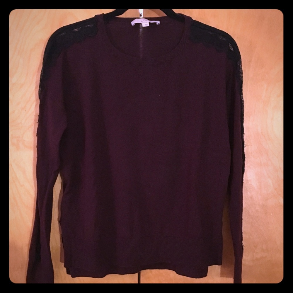 Plum Sweater - Lace Sleeves - Loft